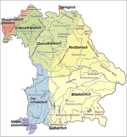 Karte zur Dialektverbreitung
