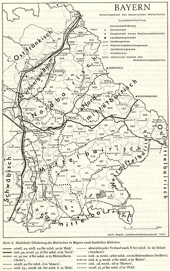 Karte zur Gliederung des Bairischen Karte zur Gliederung des Bairischen